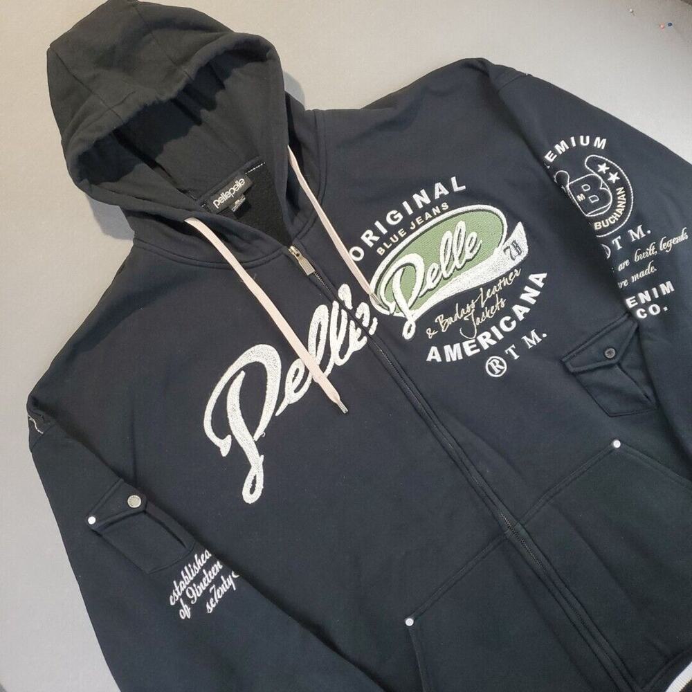 Vintage 90s Pelle Pelle Jeans Marc Buchanan Full Zip Hoodie Embroidered Men 6XL